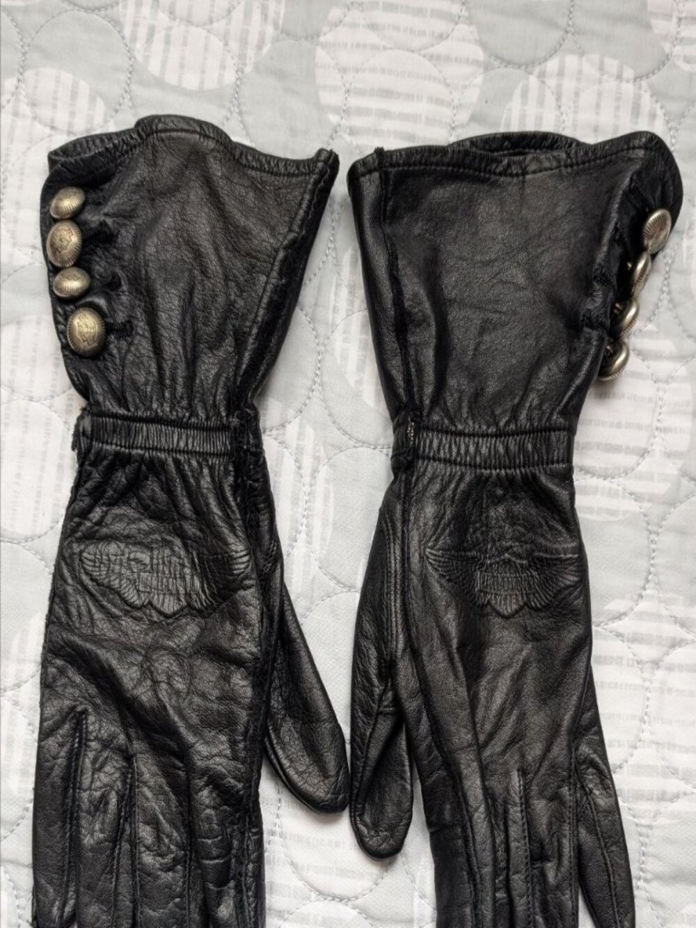 Vintage Harley Davidson Womens Mid-Lengh Motorcycle Leather Gloves Size M